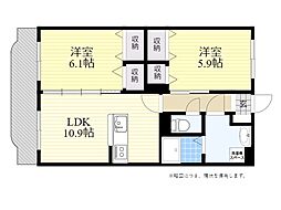 はなみずき2番館 2LDKの間取図画像
