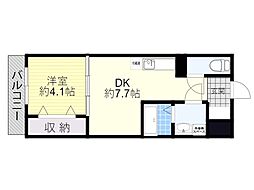 Happiness3 1DKの間取図画像