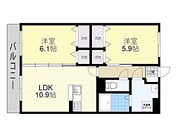 サンルージュ 2LDKの間取図画像