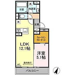 withPet紺屋 1LDKの間取図画像