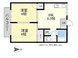 プレジール堂園2 2DKの間取図画像