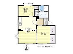 フレグランスイーストB 2LDKの間取図画像