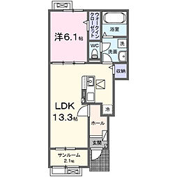 プラシード 1LDKの間取図画像