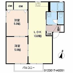 シャルマン五常 2LDKの間取図画像