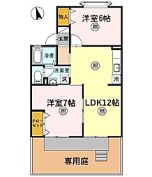 リバーサイド森町2 2LDKの間取図画像