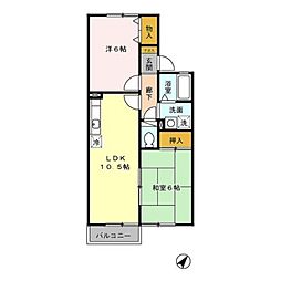 リヴェールけやき1 2LDKの間取図画像