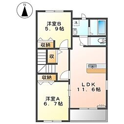 ラ・レーヴ 2LDKの間取図画像