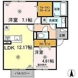 D-room桜2 2LDKの間取図画像