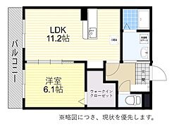 ロゼア鶴崎WEST 1LDKの間取図画像