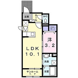 ラメール三佐 1LDKの間取図画像