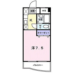 エスポワールさとう 1Kの間取図画像