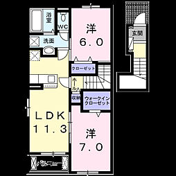 グリーンズいの2 2LDKの間取図画像