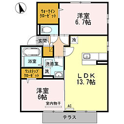 シャルマン1 2LDKの間取図画像
