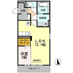 サニープレイス鶴崎 1LDKの間取図画像
