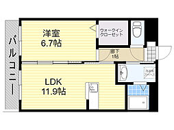 アベニュー花の木 1LDKの間取図画像