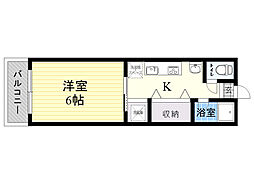 システィーナ石田 1Kの間取図画像