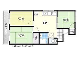 福原富士見第2ビル 3DKの間取図画像