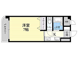 ウェルス別府 1Kの間取図画像