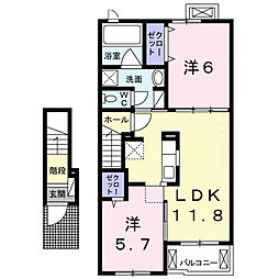 アンジュ・デュ・ヴァン2 2LDKの間取図画像