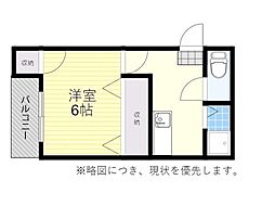 システィーナ石田 1Kの間取図画像