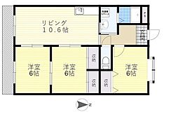アメニティー21南大分 3LDKの間取図画像