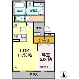 ヴォン・プログレス 1LDKの間取図画像