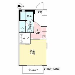 ソシアコート荏隈 1Kの間取図画像