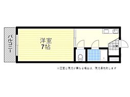 第6シャンテ西川 1Kの間取図画像