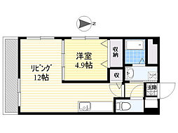 ラフィーネ弐番館 1LDKの間取図画像