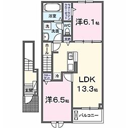 プロムナードS.T賀来北 II 2LDKの間取図画像