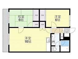 コーポ田崎 2LDKの間取図画像