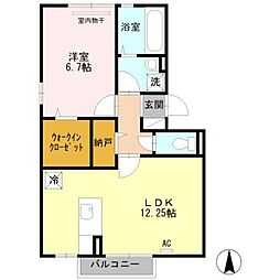 コーポラスM 1LDKの間取図画像