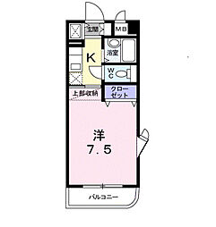 エクセレント由布 1Kの間取図画像