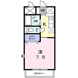 ブルースカイ鴻川 1Kの間取図画像