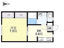 フォレストB/b 1DKの間取図画像