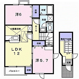 ビップハイツM-1 2LDKの間取図画像