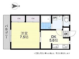 フォレストB/b 1DKの間取図画像