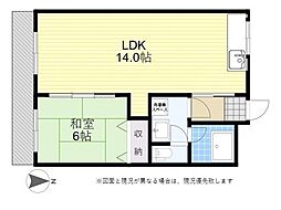 日生第3マンション 1LDKの間取図画像