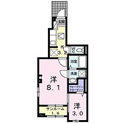 秦永ビル 2Kの間取図画像
