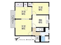 サニーコート豊饒B 3DKの間取図画像