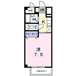 アクシス2 1Kの間取図画像