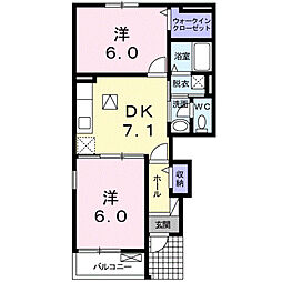 ヴェルジュ.S2 2DKの間取図画像