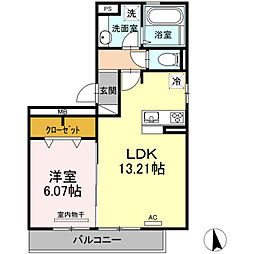 ヴォン・プログレス 1LDKの間取図画像