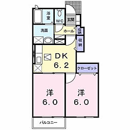 ベルソアージュ2 2DKの間取図画像