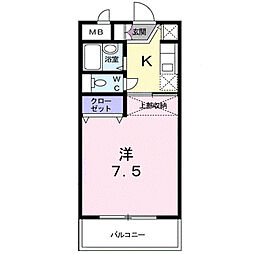 エクセレント由布 1Kの間取図画像