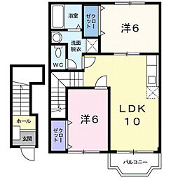 コスモC 2LDKの間取図画像