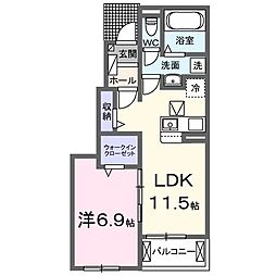 ロイヤルハイツB 1LDKの間取図画像