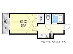 モンリーブル萩原 1Kの間取図画像