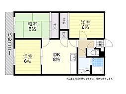 寺西ビル 3DKの間取図画像