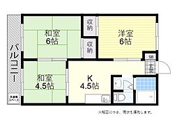朝日ビル 3Kの間取図画像